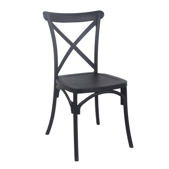 Lot de 4 chaises de jardin en plastique noir style bistrot DUBLIN