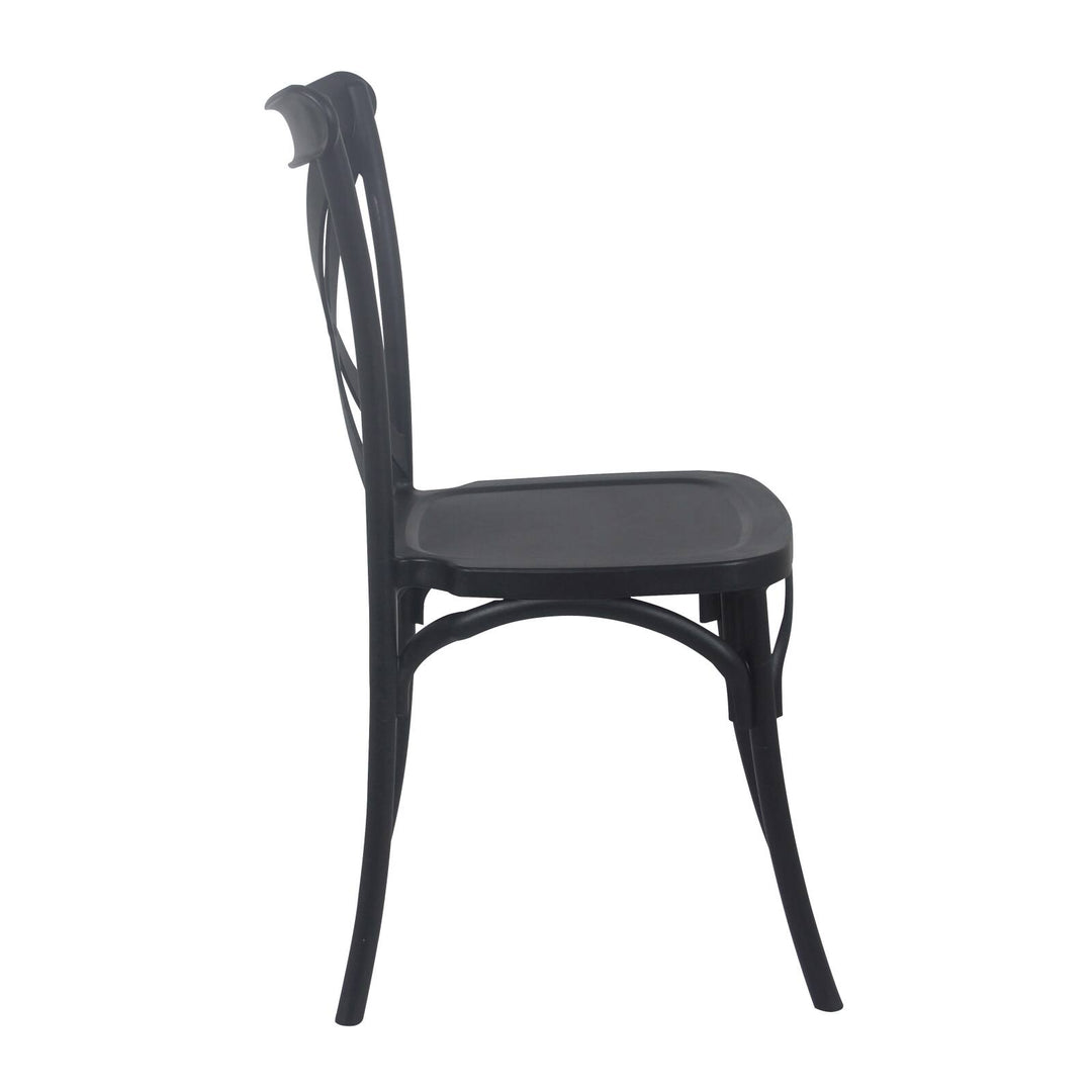 Lot de 4 chaises de jardin en plastique noir style bistrot DUBLIN