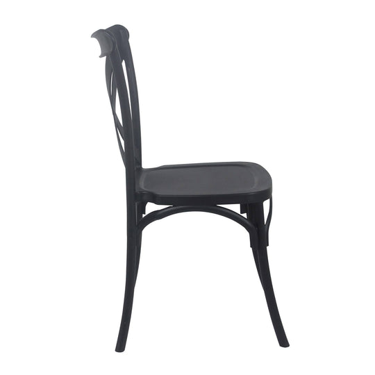 Lot de 4 chaises de jardin en plastique noir style bistrot DUBLIN