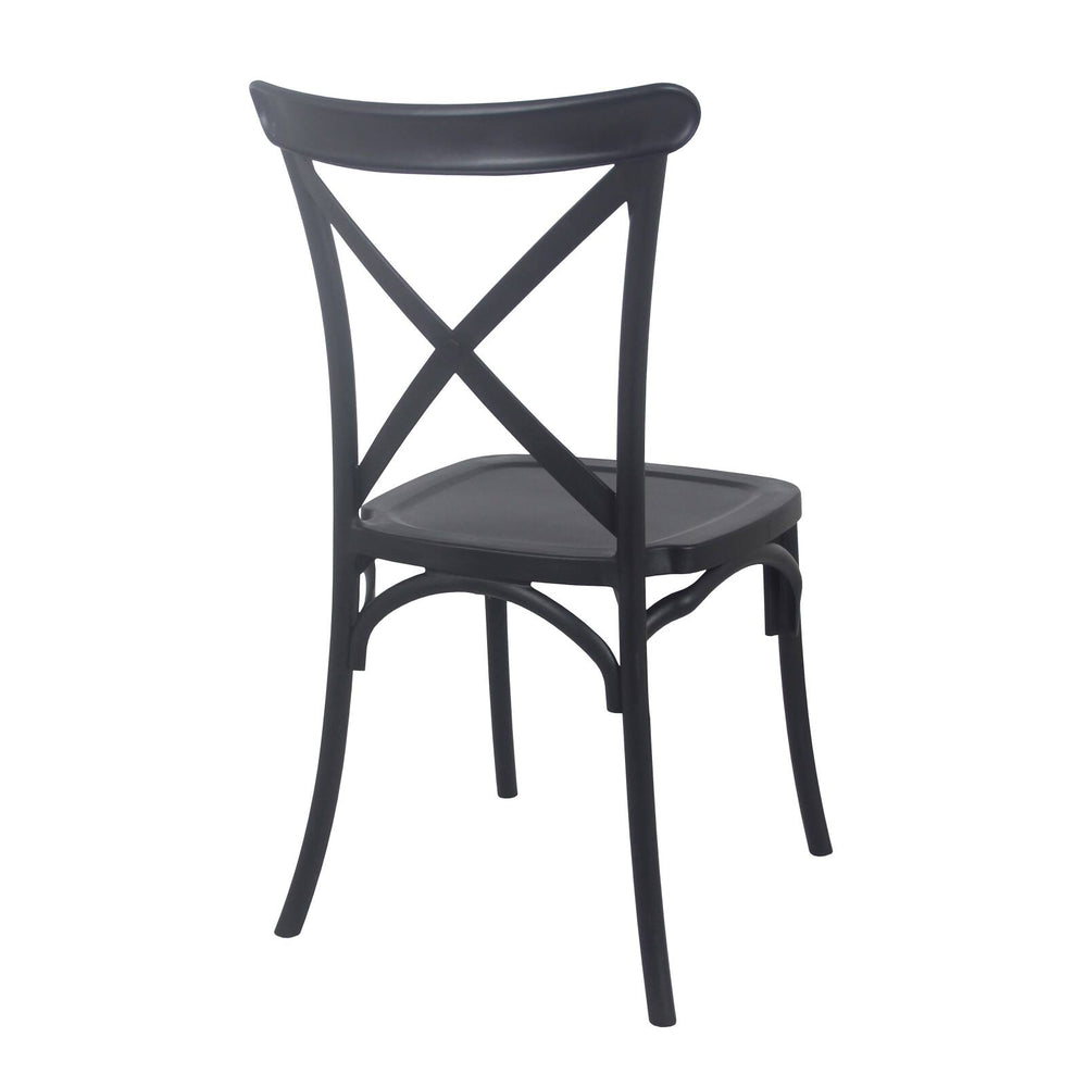 Lot de 4 chaises de jardin en plastique noir style bistrot DUBLIN