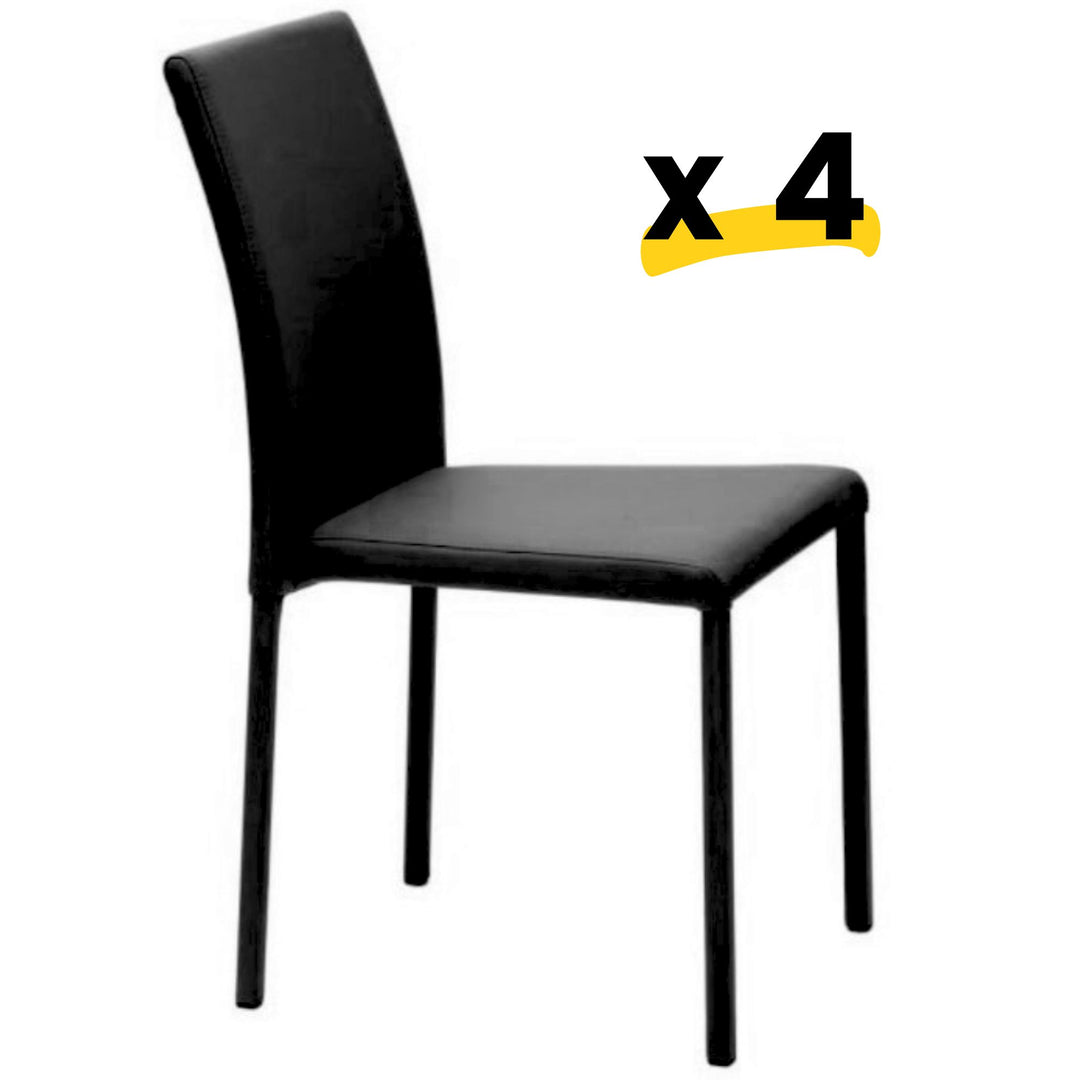 Lot de 4 Chaises LES TENDANCES Jazon en faux cuir Noir