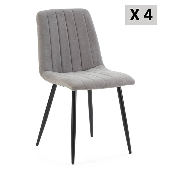 Lot de 4 chaises Sagi tapissées de tissu Gris- léger défaut