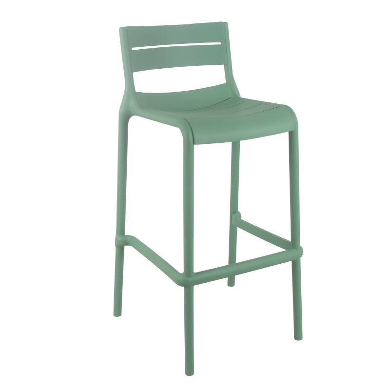 Lot de 4 chaises de jardin haute en plastique Oviala PANAME vert sauge