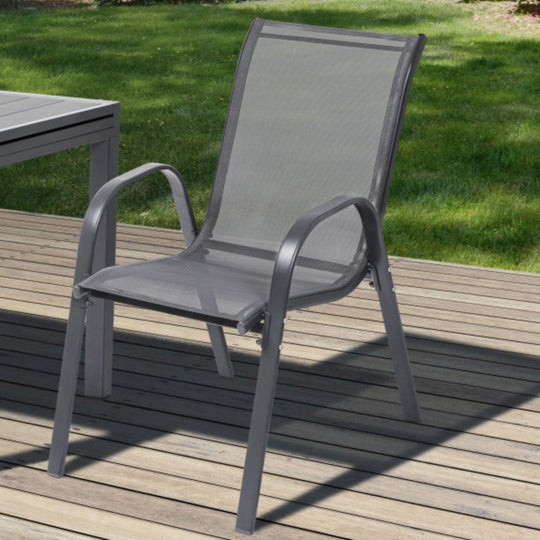 lot de 4 chaises en acier pour jardin gris