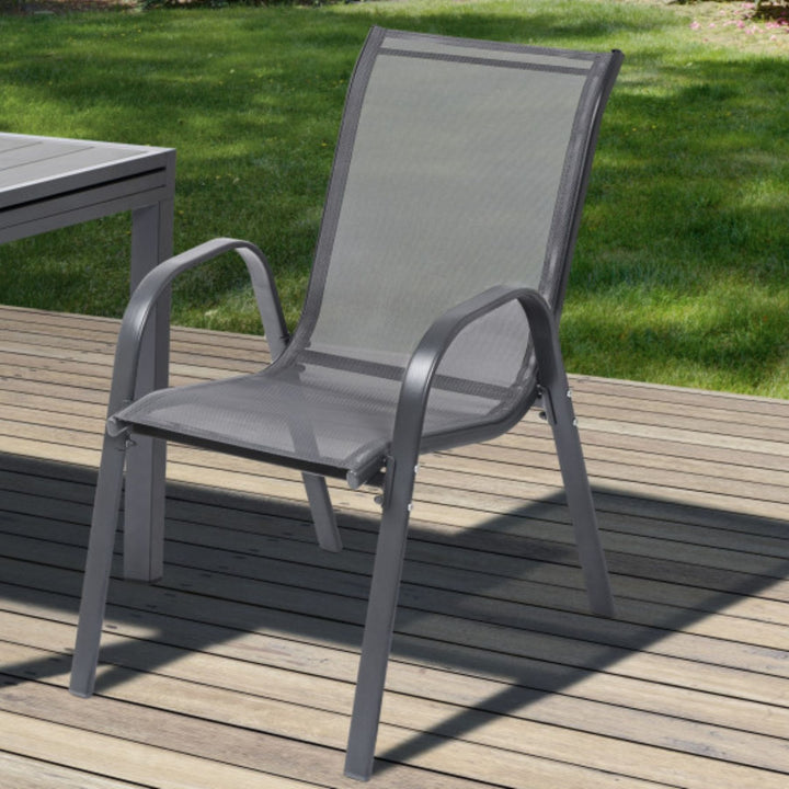 lot de 4 chaises en acier pour jardin gris