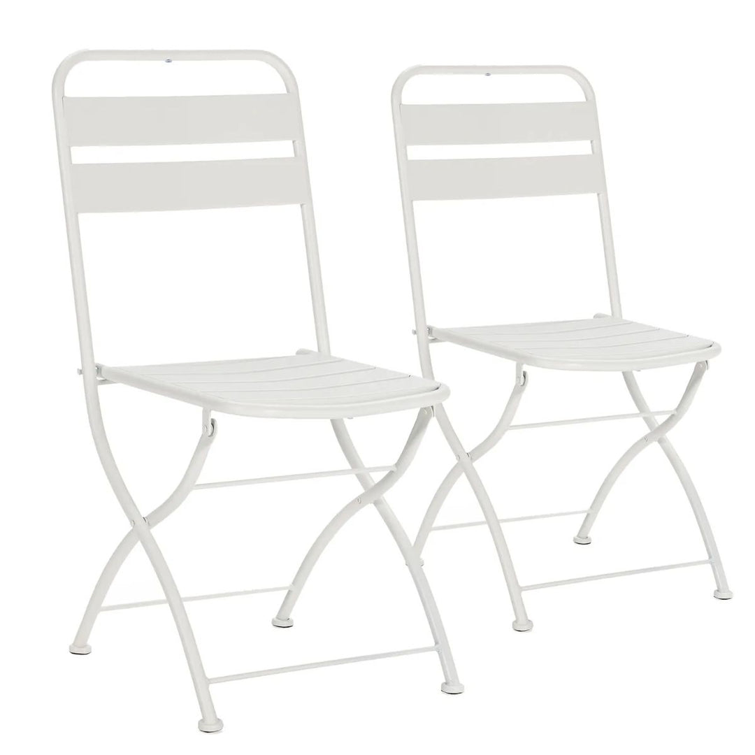 Lot de 2 chaises de jardin pliantes Perle en métal Blanc