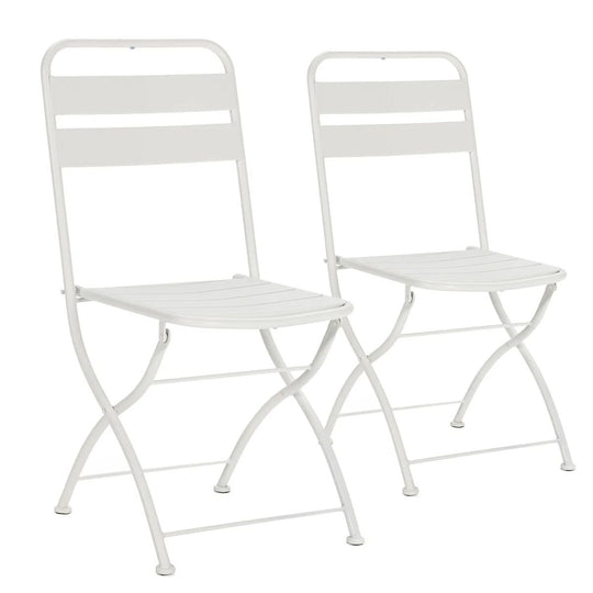 Lot de 2 chaises de jardin pliantes Perle en métal Blanc