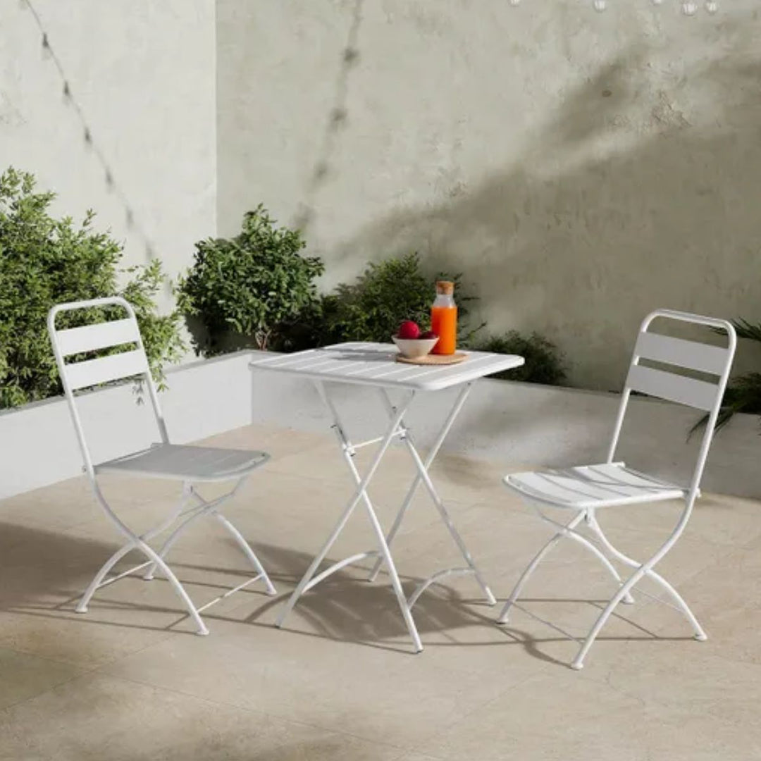 Lot de 2 chaises de jardin pliantes Perle en métal Blanc