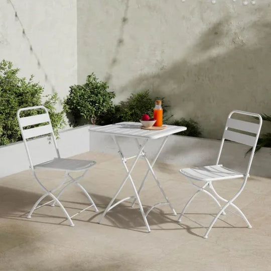 Lot de 2 chaises de jardin pliantes Perle en métal Blanc