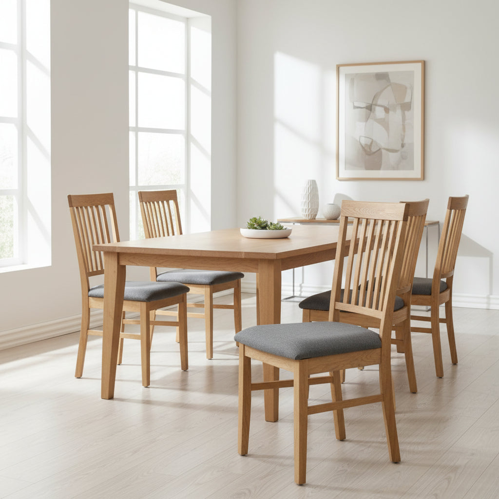 Chaise JYSK Hage tissu gris/chêne naturel