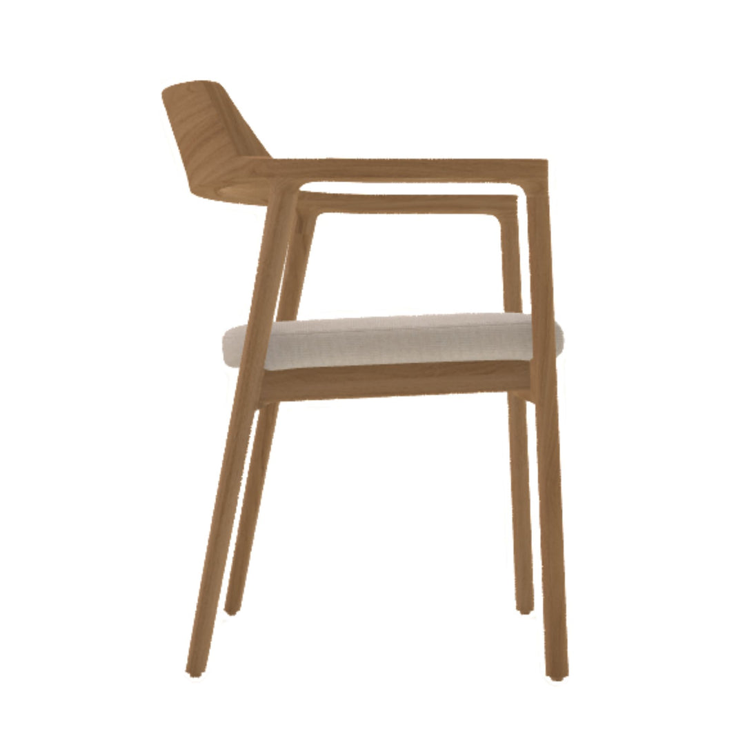 Chaise KAVE HOME Alocs en tissu beige et bois de chêne finition naturelle