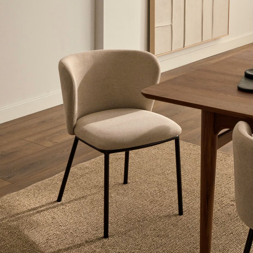 Lot de 2 chaises Ciselia en tissu chenille beige et pieds acier KAVE Home