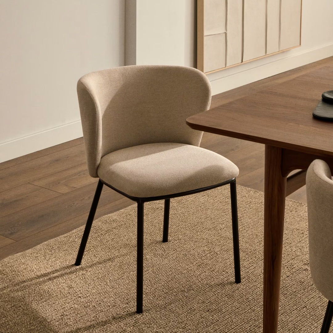 Lot de 2 chaises Ciselia en tissu chenille beige et pieds acier KAVE Home