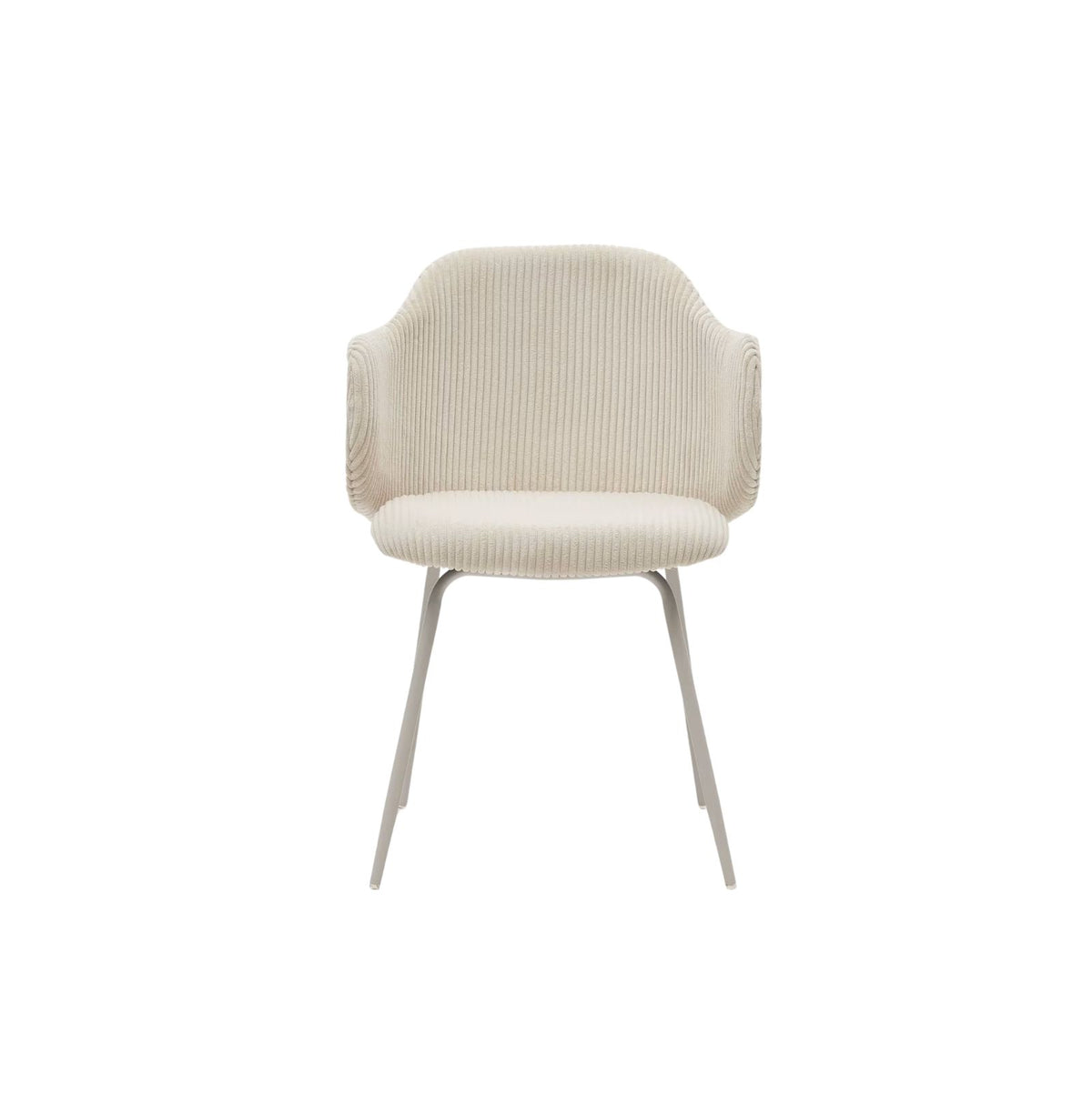 Lot de 2 Chaises KAVE HOME Yunia en velours grosses côtes beige avec pieds en acier finition peinture beige FSC 100%