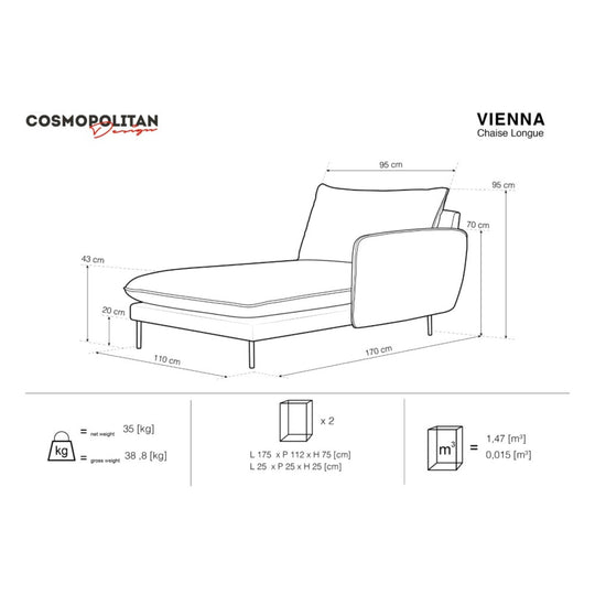 Chaise longue COSMOPOLITAN DESIGN Vienna en tissu bouclé beige