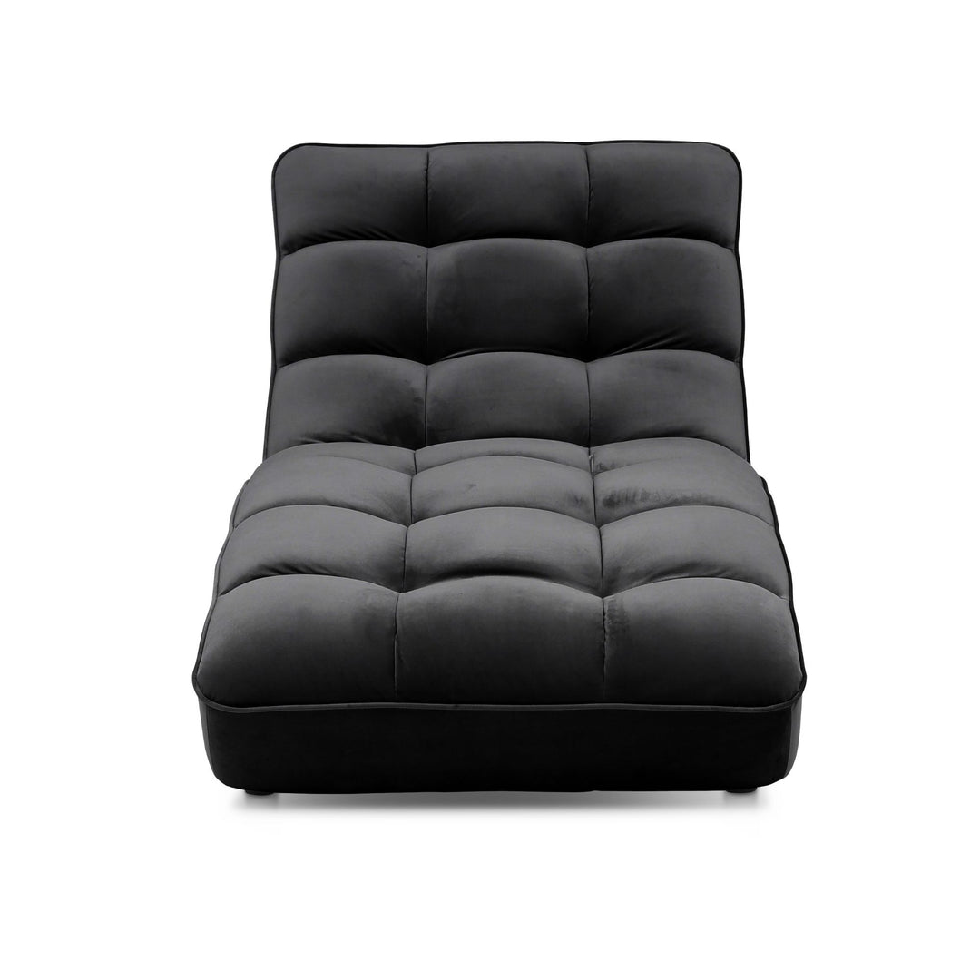 Chaise longue d'intérieur LES TENDANCES Rikal en velours capitonné Noir