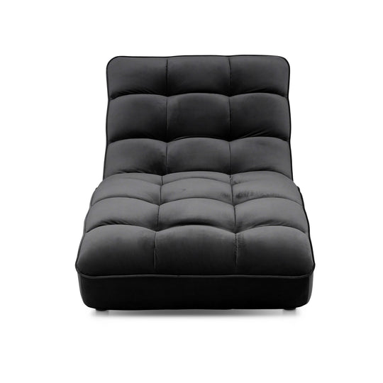 Chaise longue d'intérieur LES TENDANCES Rikal en velours capitonné Noir