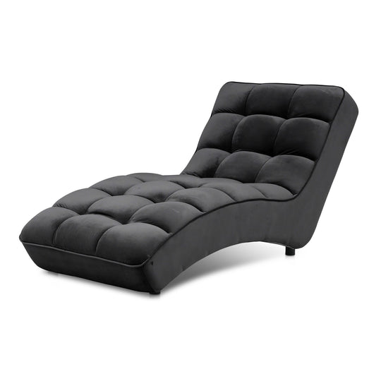 Chaise longue d'intérieur LES TENDANCES Rikal en velours capitonné Noir