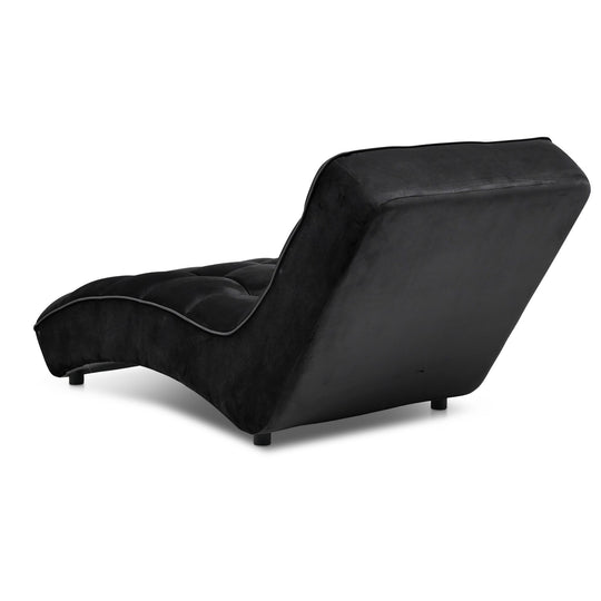 Chaise longue d'intérieur LES TENDANCES Rikal en velours capitonné Noir