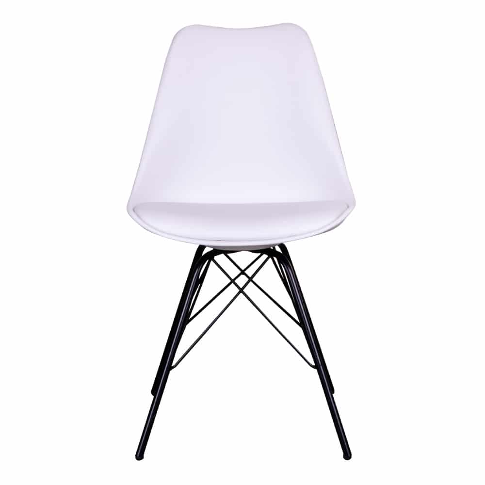Lot de 4 chaises scandinave Blanche pieds en métal Noir
