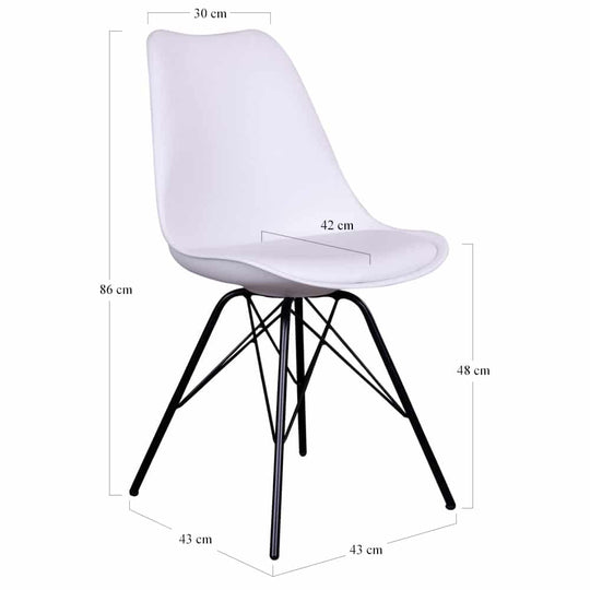Lot de 4 chaises scandinave Blanche pieds en métal Noir