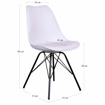 Lot de 4 chaises scandinave blanche pieds en métal noir