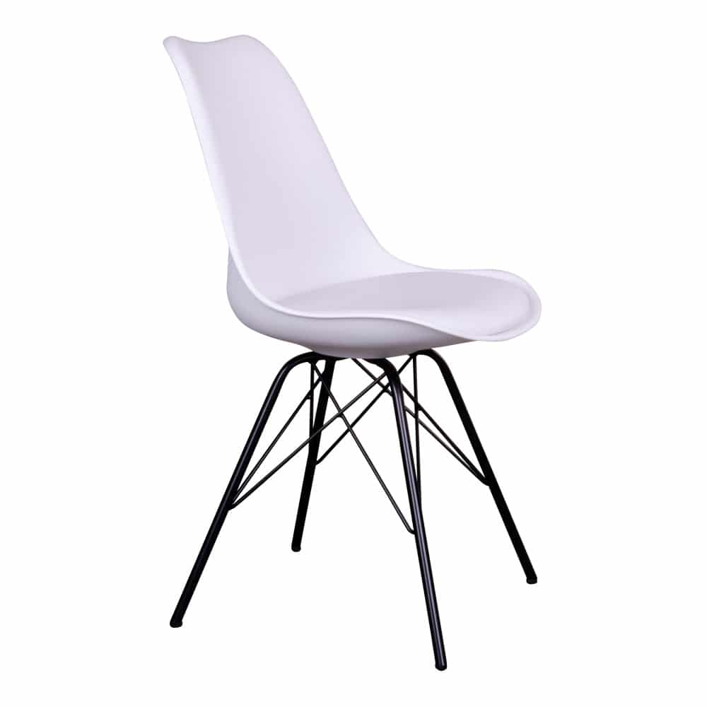 Lot de 4 chaises scandinave blanche pieds en métal noir
