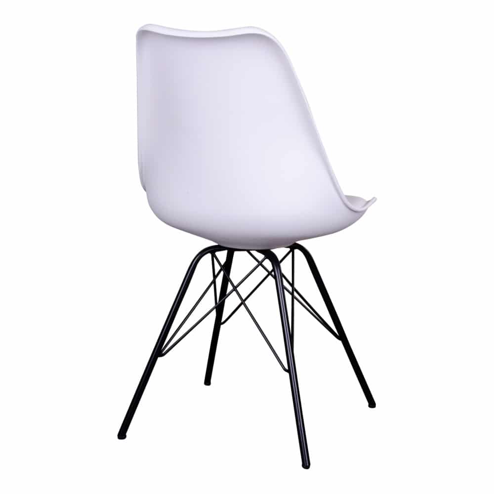 Lot de 4 chaises scandinave Blanche pieds en métal Noir