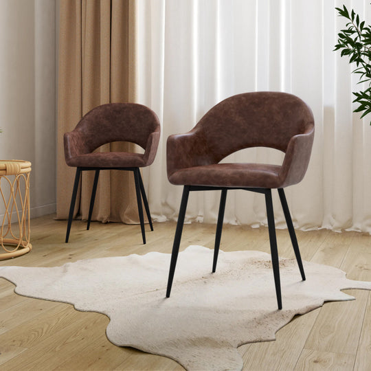 Lot de 2 chaises Rebeca avec accoudoirs marron vintage
