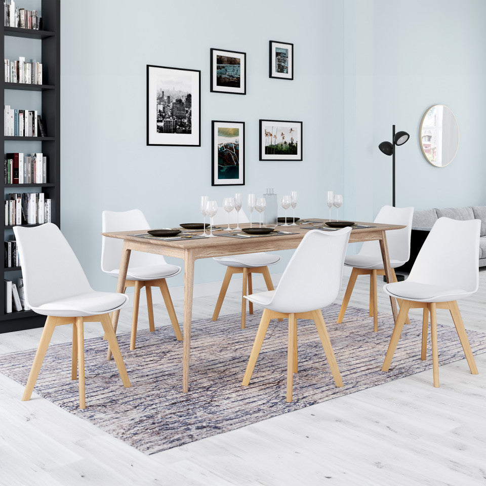 Lot de 6 chaises scandinaves Nordia Blanches