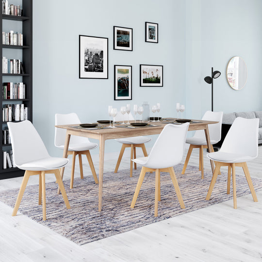 Lot de 6 chaises scandinaves Nordia Blanches