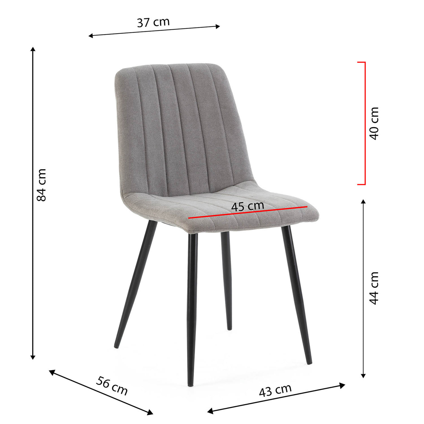 Lot de 4 chaises Sagi tapissées de tissu gris- léger défaut
