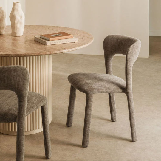 Lot de 2 chaises de salle à manger SKLUM rembourrées Brusel gris taupe