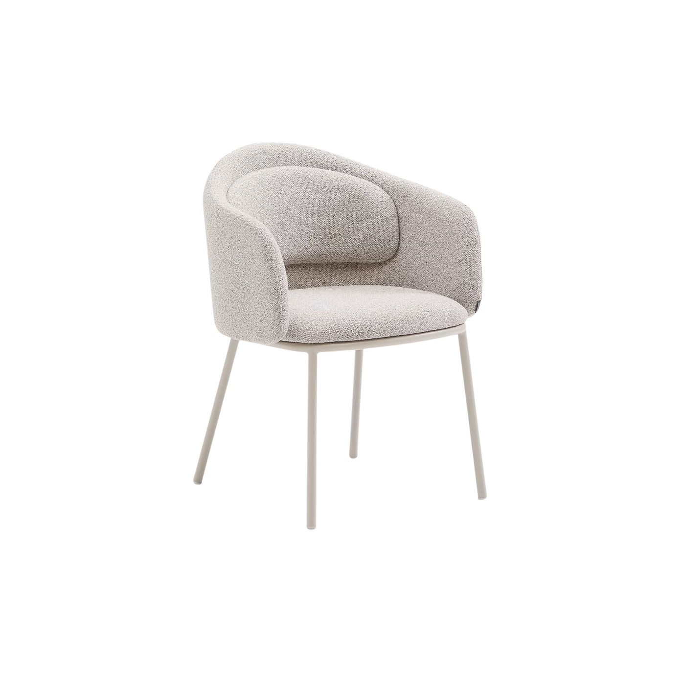 Lot de 2 Chaises KAVE HOME Idaira en tissu chenille épais et pieds en acier beige FSC Mix Credit