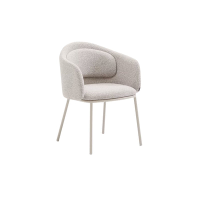 Lot de 2 Chaises KAVE HOME Idaira en tissu chenille épais et pieds en acier beige FSC Mix Credit