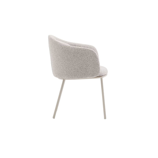 Lot de 2 Chaises KAVE HOME Idaira en tissu chenille épais et pieds en acier beige FSC Mix Credit