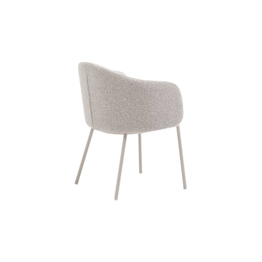 Lot de 2 Chaises KAVE HOME Idaira en tissu chenille épais et pieds en acier beige FSC Mix Credit
