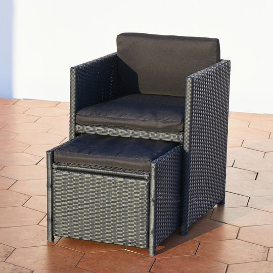 chaise avec pouf encastrable noir et noir