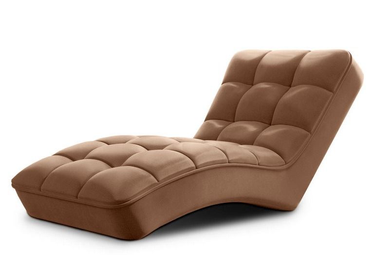 Chaise longue LES TENDANCES Rikal velours capitonné beige — photo produit