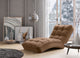 Chaise longue LES TENDANCES Rikal velours capitonné beige — photo produit