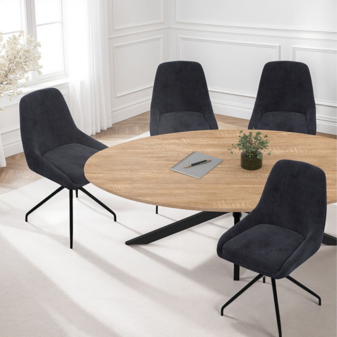chaises pivotantes de salon grise en velours
