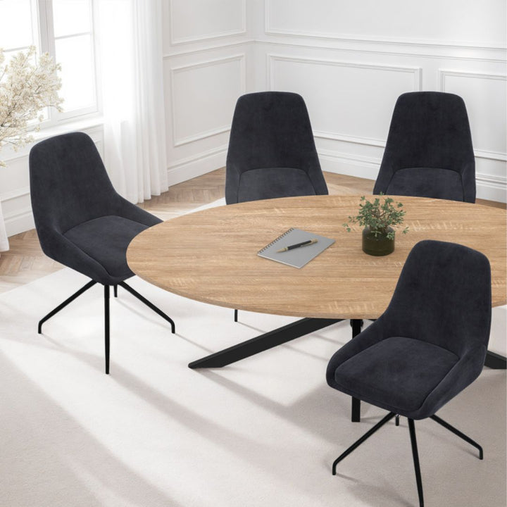 chaises pivotantes de salon grise en velours