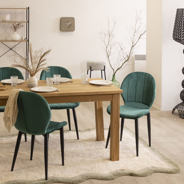 lot de 4 chaises en velours vert #couleur_vert