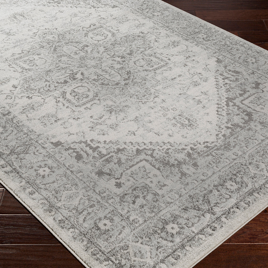 Tapis Rond Vintage Oriental Gris/Blanc Rond Mendoza