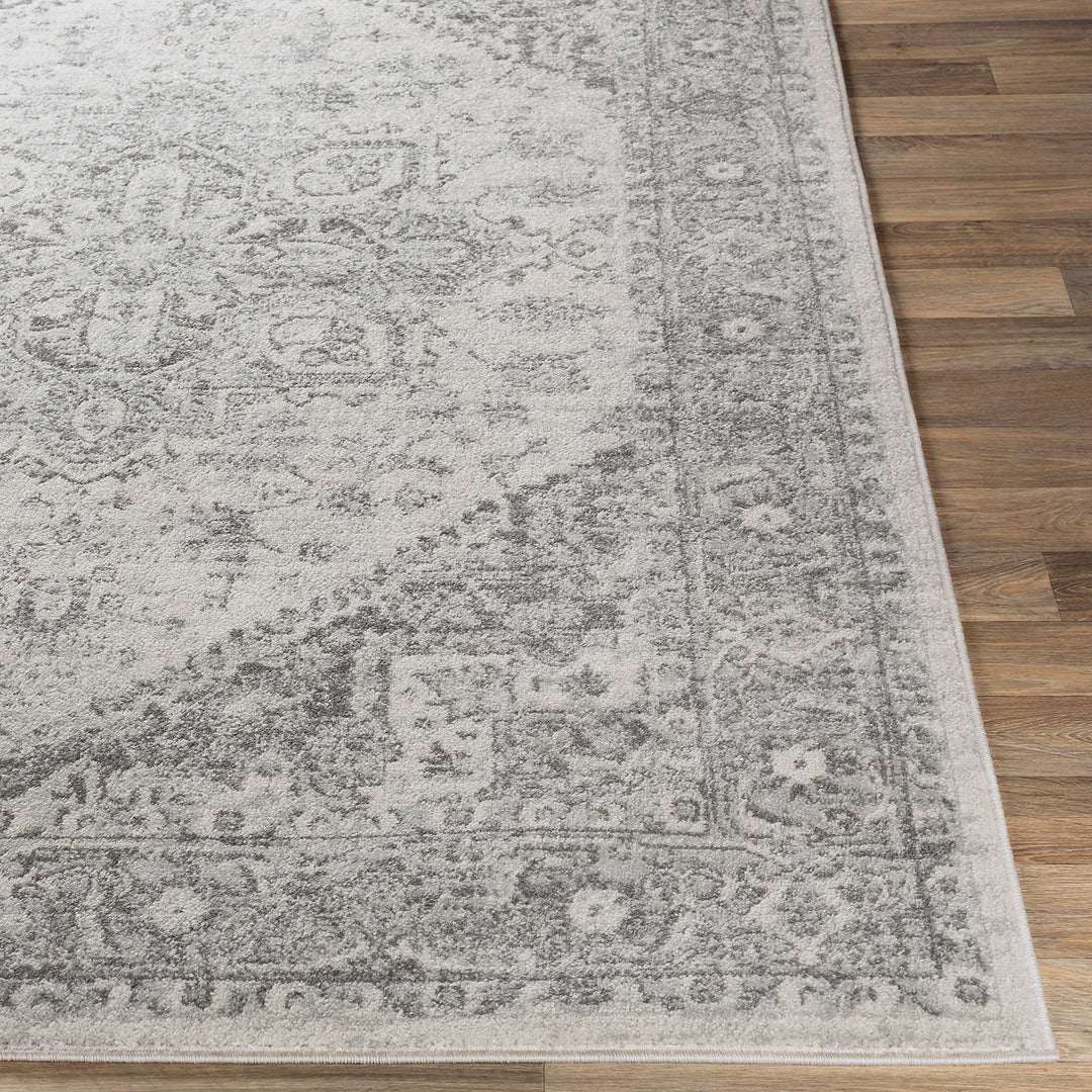 Tapis Rond Vintage Oriental Gris/Blanc Rond Mendoza