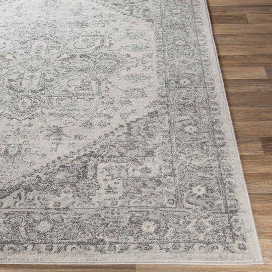 Tapis Rond Vintage Oriental Gris/Blanc Rond Mendoza