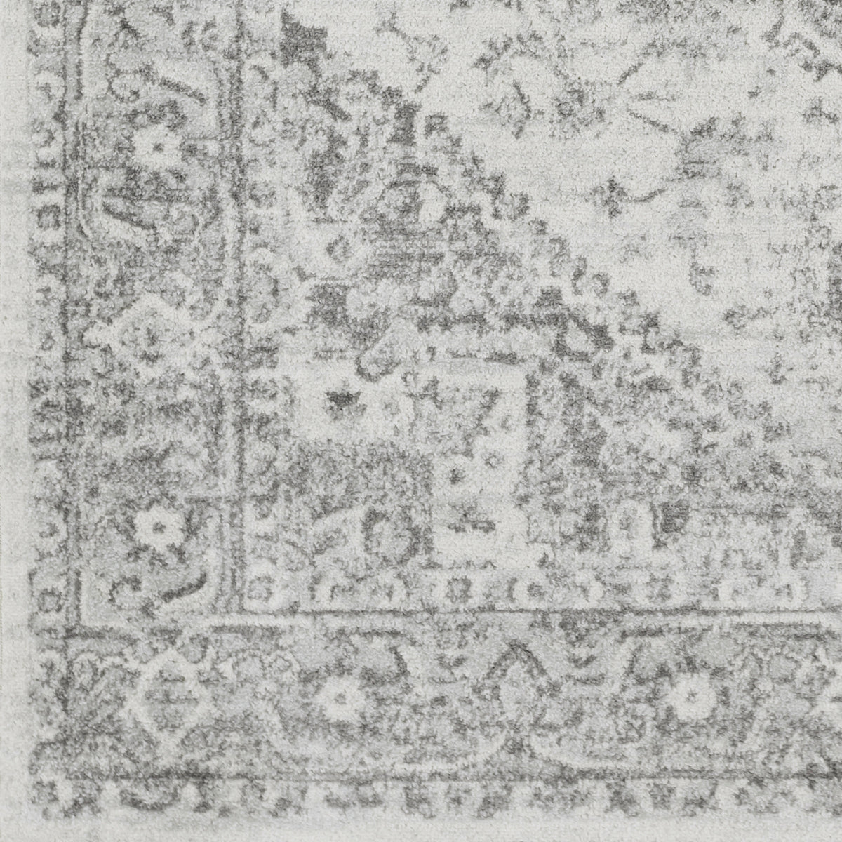 Tapis SURYA Farah vintage oriental, médaillon délavé gris et blanc cassé, vue 10