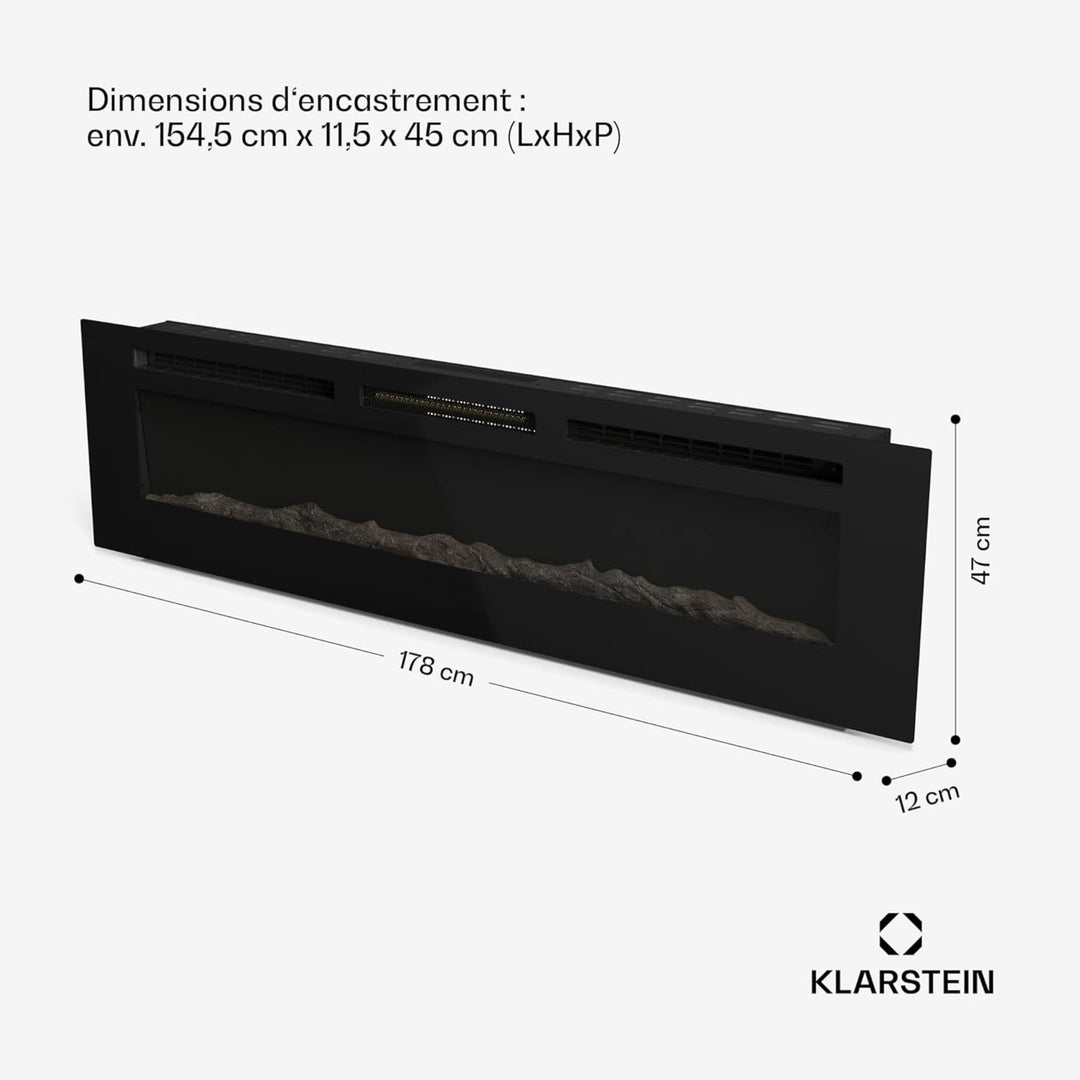 Cheminée électrique Klarstein Galeras Smart Effet de Flamme Murale 1800 W LED Réaliste