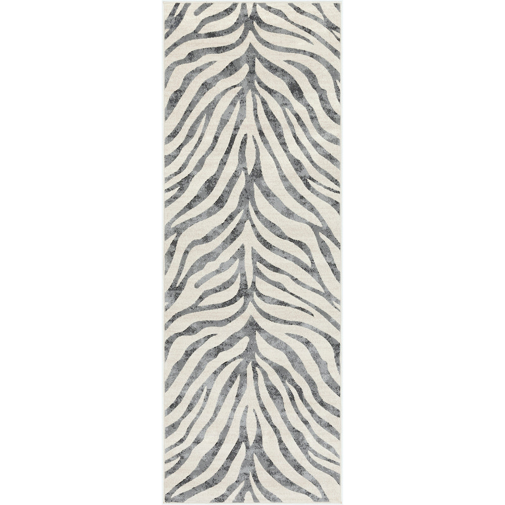 Tapis de Couloir Zébré Bohème Gris Foncé/Beige Luanda