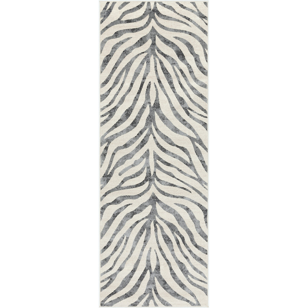 Tapis de Couloir Zébré Bohème Gris Foncé/Beige Luanda